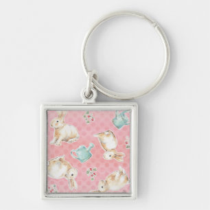 Springtime Bunnies Pattern Keychain