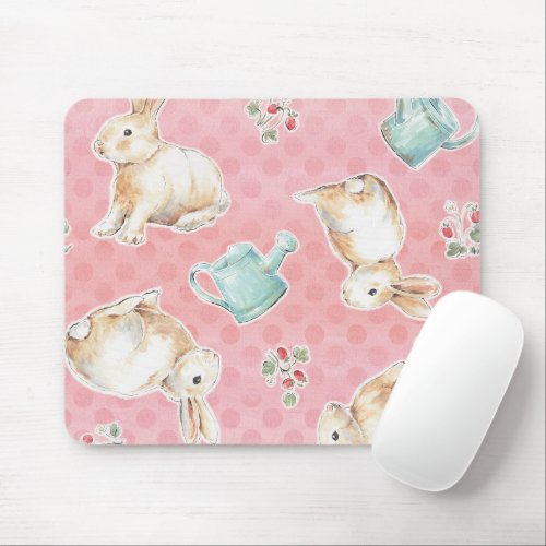Springtime Bunnies Pattern Mouse Pad