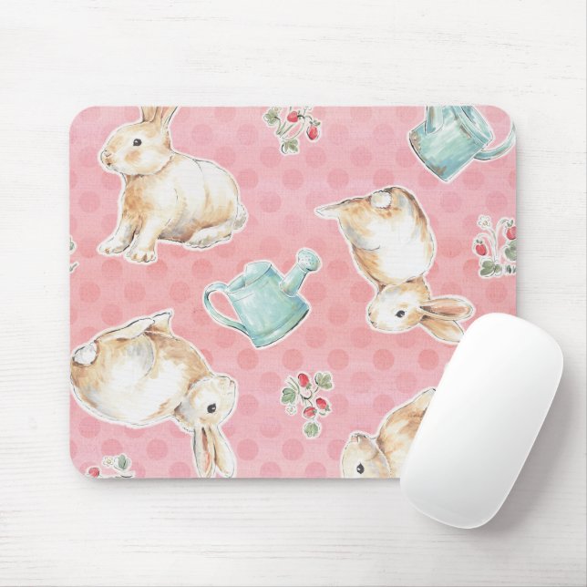 Springtime Bunnies Pattern Mouse Pad (With Mouse)