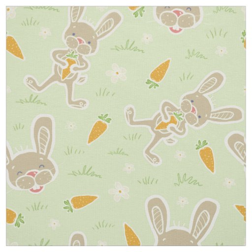 Springtime Bunny Carrots Fabric