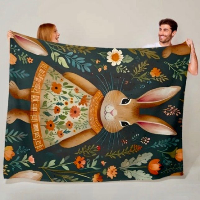 Springtime Bunny Magic  Fleece Blanket (Creator Uploaded)