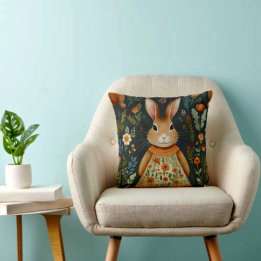 Springtime Bunny Magic Throw Pillow 