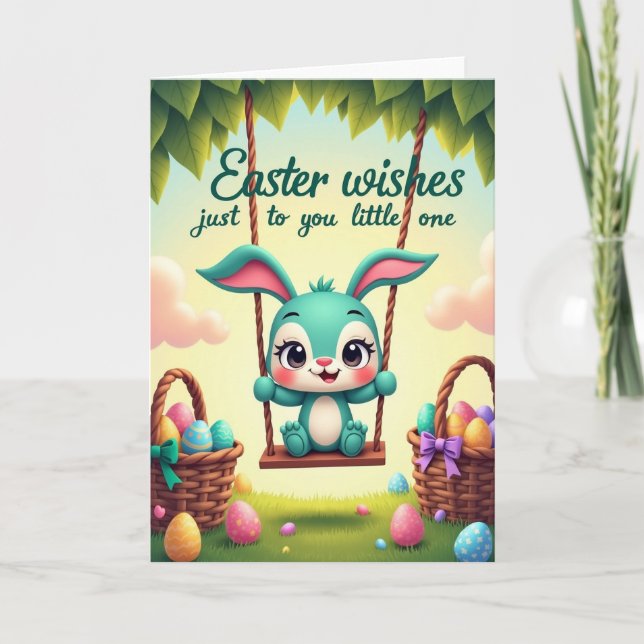 Springtime Bunny Wishes Card (Front)