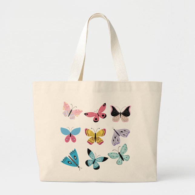 Springtime Butterflies Large Tote Bag (Front)