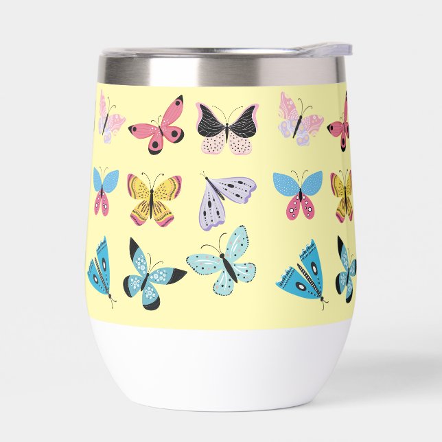 Springtime Butterflies Thermal Wine Tumbler (Left)