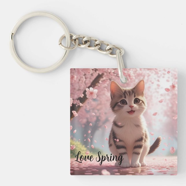Springtime Cat  Keychain (Front)