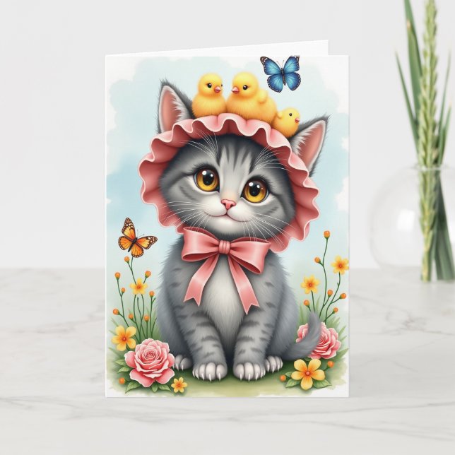 Springtime Cat Mothers Day Card (Front)