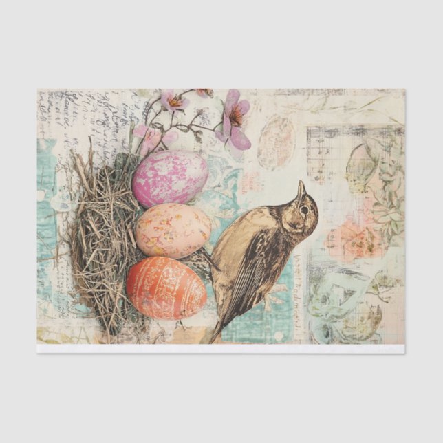 Springtime Delight: Bird and Eggs for Easter Tissue Paper (Front)