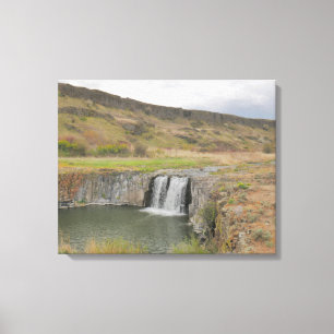 Springtime Desert Waterfall Landscape Photo Canvas Print