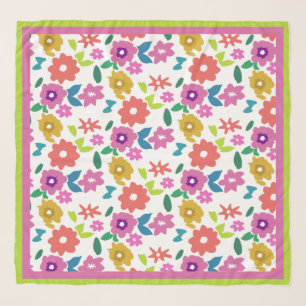 Springtime Doodle Blossom Silk Scarf