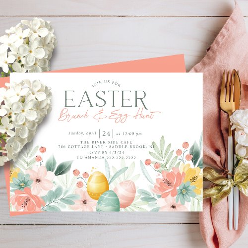 Springtime Easter Brunch  Egg Hunt Invitation