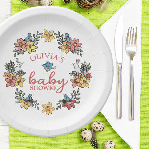 Springtime Easter Wreath Baby Shower Paper Plates
