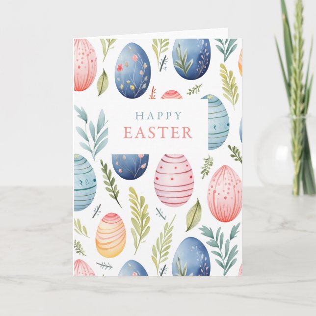Springtime Elegance Easter Egg Greeting Card (Front)