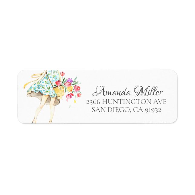 Springtime Fashion Girl Return address Label (Front)
