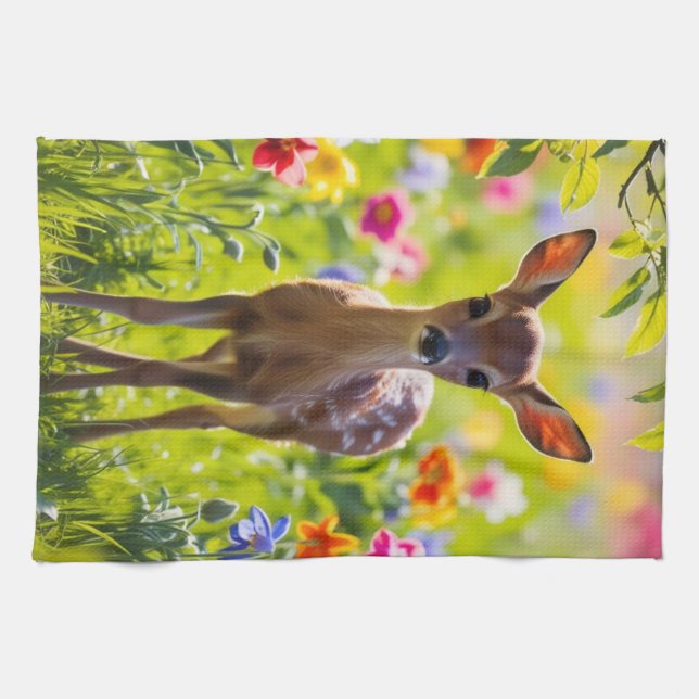 Springtime Fawn Kitchen Towel (Horizontal)