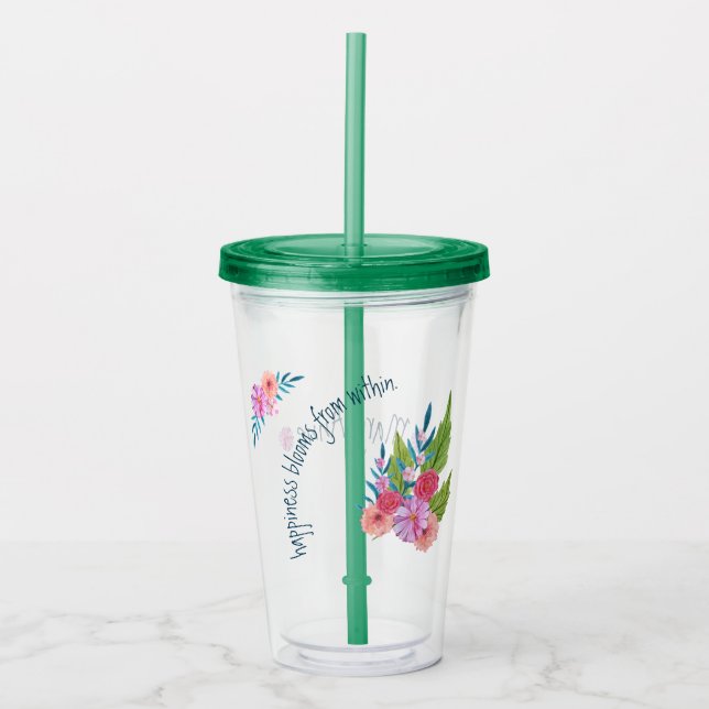 Springtime Floral Acrylic Tumbler (Front)