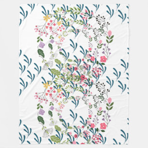 Springtime Floral + Leaf Design Gift  Fleece Blanket