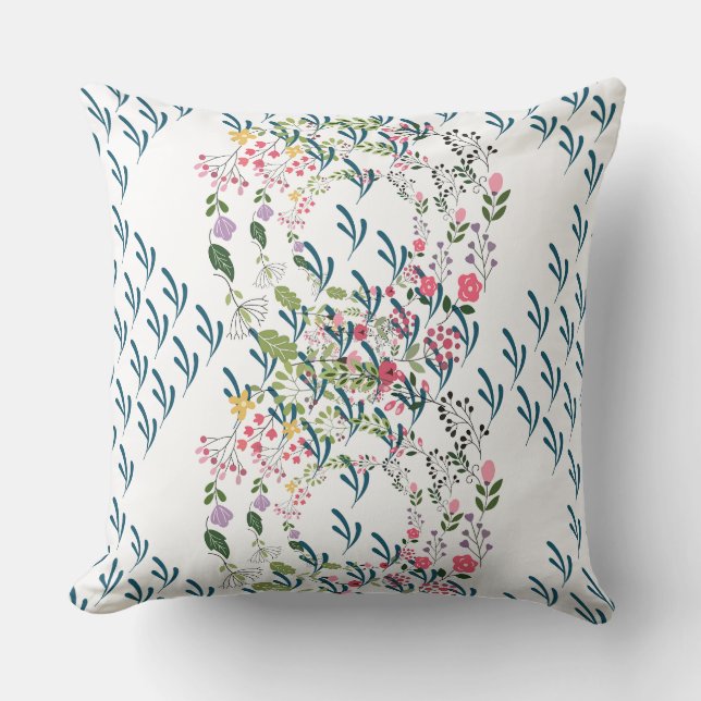 Springtime Floral + Leaf Design Gift  Throw Pillow (Front)