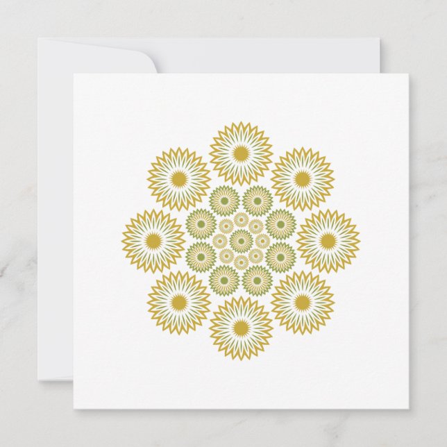 Springtime Floral Note Card in Olive and Gold (Front)