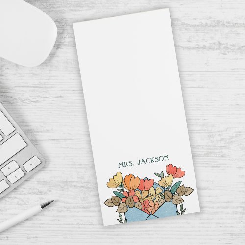 Springtime Floral   Personalized Teacher Notes Magnetic Notepad