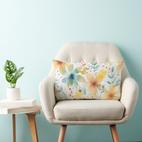 Springtime Floral Splash Lumbar Pillow