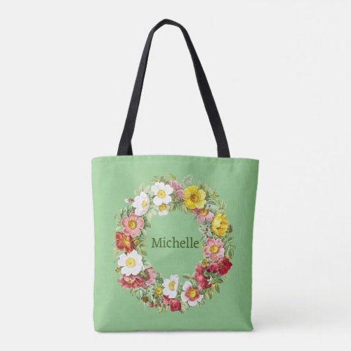 Springtime Floral Wreath Template Tote Bag