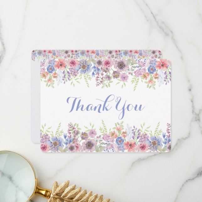 Springtime Flower Garden Thank You Card (Front/Back In Situ)
