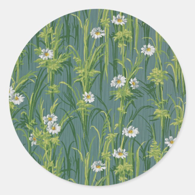 Springtime flower pattern classic round sticker (Front)