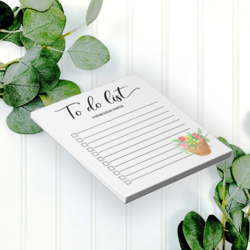 Springtime Flowers To Do List Checkbox White Notepad