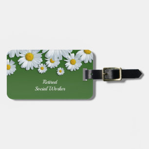 Springtime Flowers, White and Yellow Daisies Luggage Tag