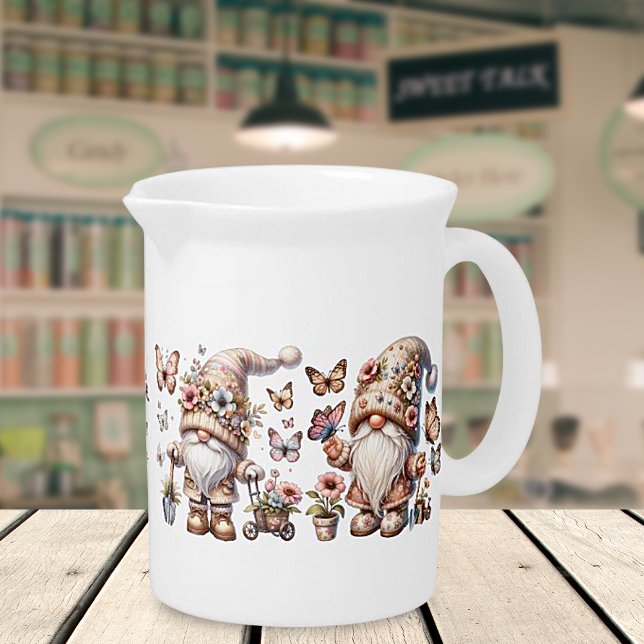 Springtime Garden Gnome Porcelain Pitcher (Creator Uploaded)