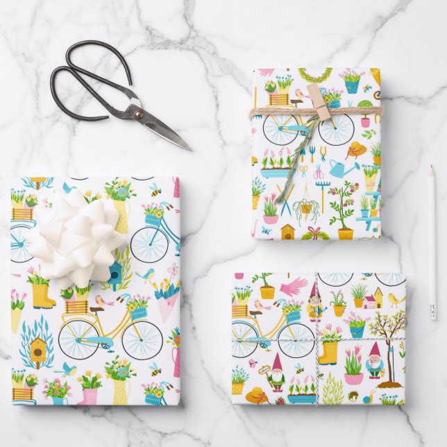 springtime Garden Wrapping Paper Sheets (Front)
