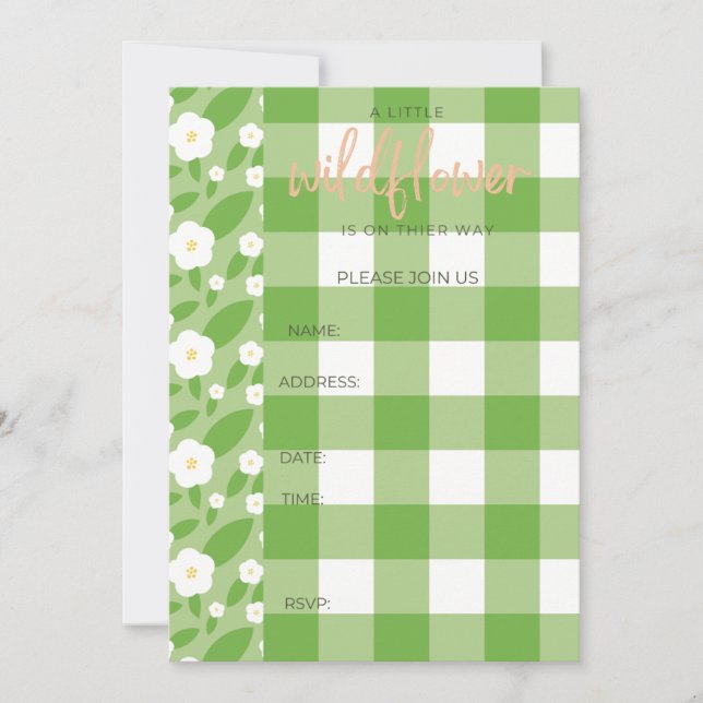 Springtime Gingham & Blooms Baby Shower Theme  Invitation (Front)