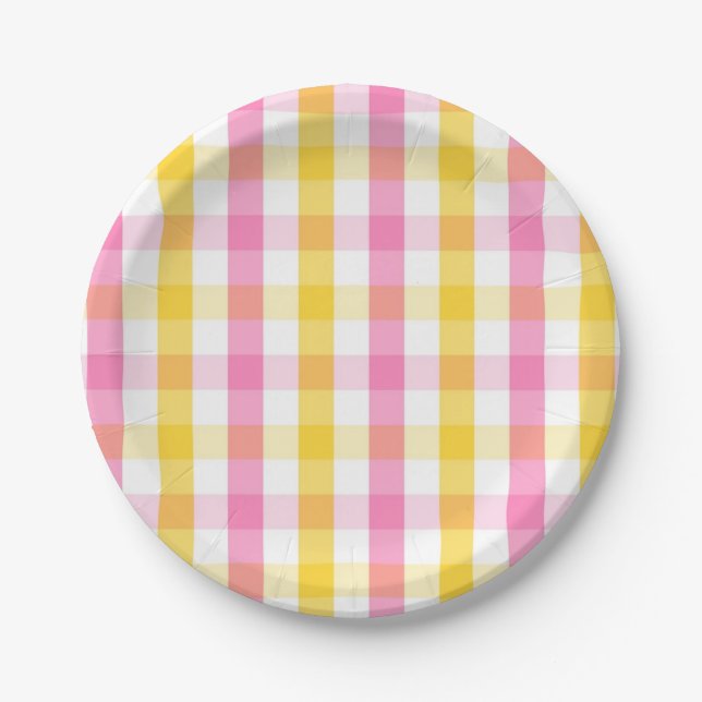 Springtime Gingham  Paper Plates (Front)