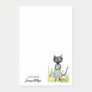 Springtime Girl Cat Yellow Orange Floral Dress Post-it Notes