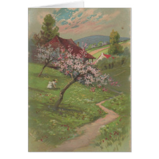 Springtime Girl on A Hillside Trail Cards