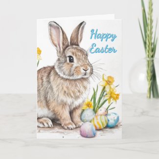 Springtime Happy Easter Rabbit Greeting