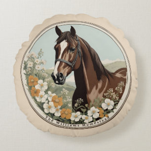 Springtime Horse Round Pillow