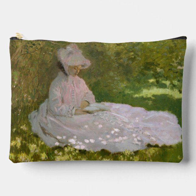 Springtime, Impressionist Portrait, Claude Monet Accessory Pouch (Front)