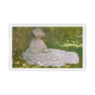 Springtime, Impressionist Portrait, Claude Monet Acrylic Tray
