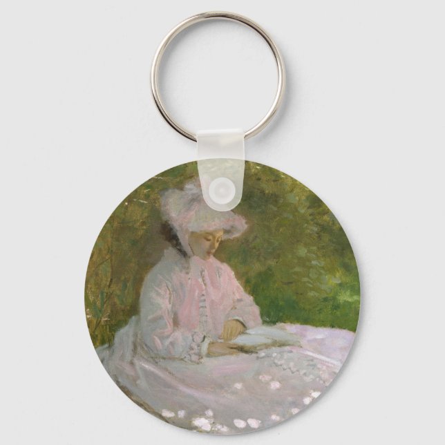 Springtime, Impressionist Portrait, Claude Monet Keychain (Front)