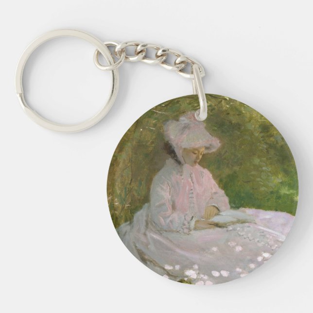 Springtime, Impressionist Portrait, Claude Monet Keychain (Front)