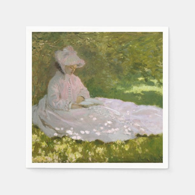 Springtime, Impressionist Portrait, Claude Monet Napkins (Front)
