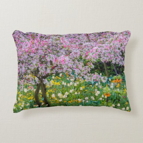 Springtime in Claude Monets garden Accent Pillow
