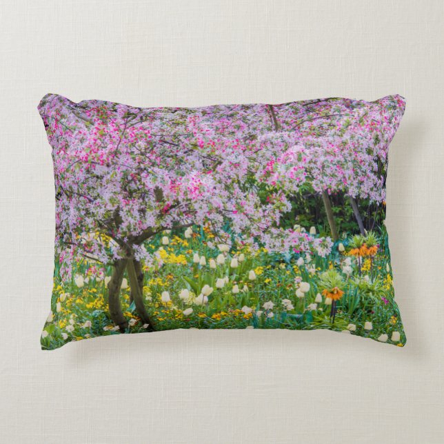 Springtime in Claude Monet's garden Accent Pillow (Front)