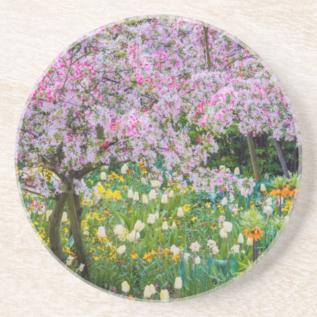 Springtime in Claude Monet's garden Drink Coaster (Front)