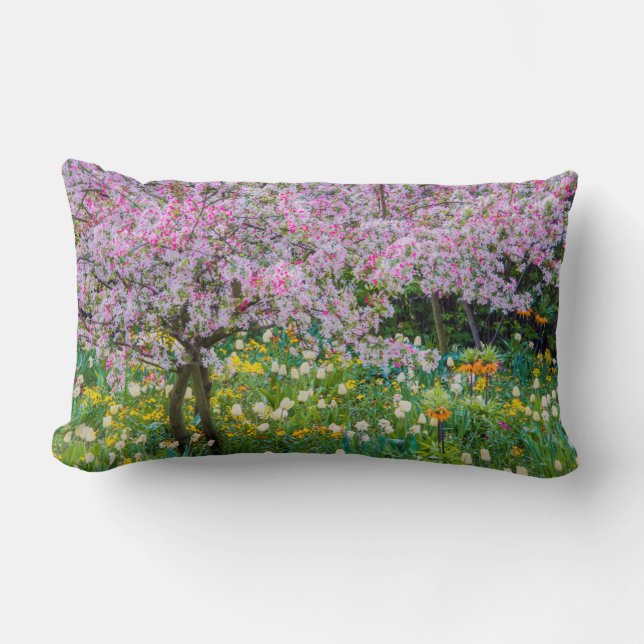 Springtime in Claude Monet's garden Lumbar Pillow (Front)