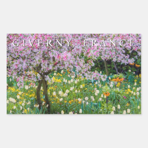 Springtime in Claude Monets Garden Rectangular Sticker