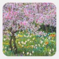 Springtime in Claude Monet's garden Square Sticker