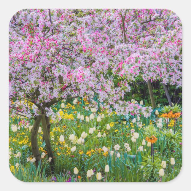 Springtime in Claude Monet's garden Square Sticker (Front)